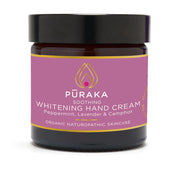 Pūraka Brightening Soothing Hand Cream with Peppermint, Lavender and Camphor in amber glass jar, 60ml, organic naturopathic skincare