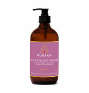 Pūraka Cleansing Wash with Sweet Basil, Lavender, Lemon and Bergamot in amber glass pump bottle, 100ml, organic naturopathic skincare
