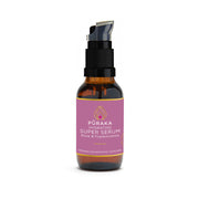 Pūraka Hydrating Super Serum with Rose and Frankincense in amber glass pump bottle, 30ml